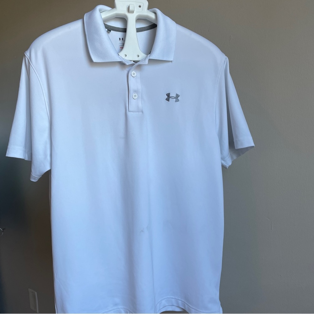 Under Armour heatgear white polo shirt L